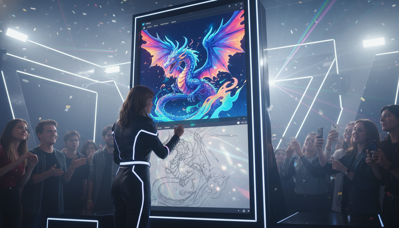 AI Drawing Screen in action